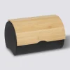 Boite à pain métal et bambou 32 cm, Noir