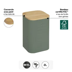 Boite de conservation métal couvercle bambou, 2L