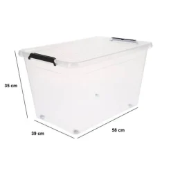 Boite de rangement plastique 60L, Transparent