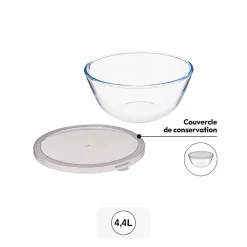 Bol à mixer 27cm avec couvercle, Verre