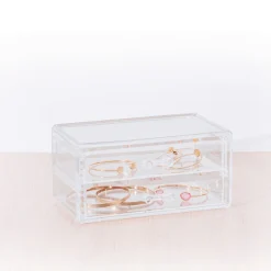 Boîte à bijoux 2 tiroirs, Transparent