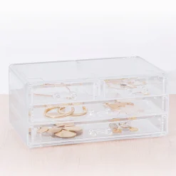 Boîte à bijoux 4 tiroirs, Transparent