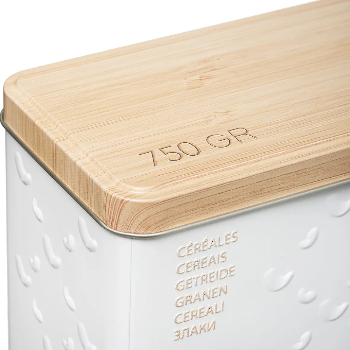 Boîte à céréales 750g métal, Blanc