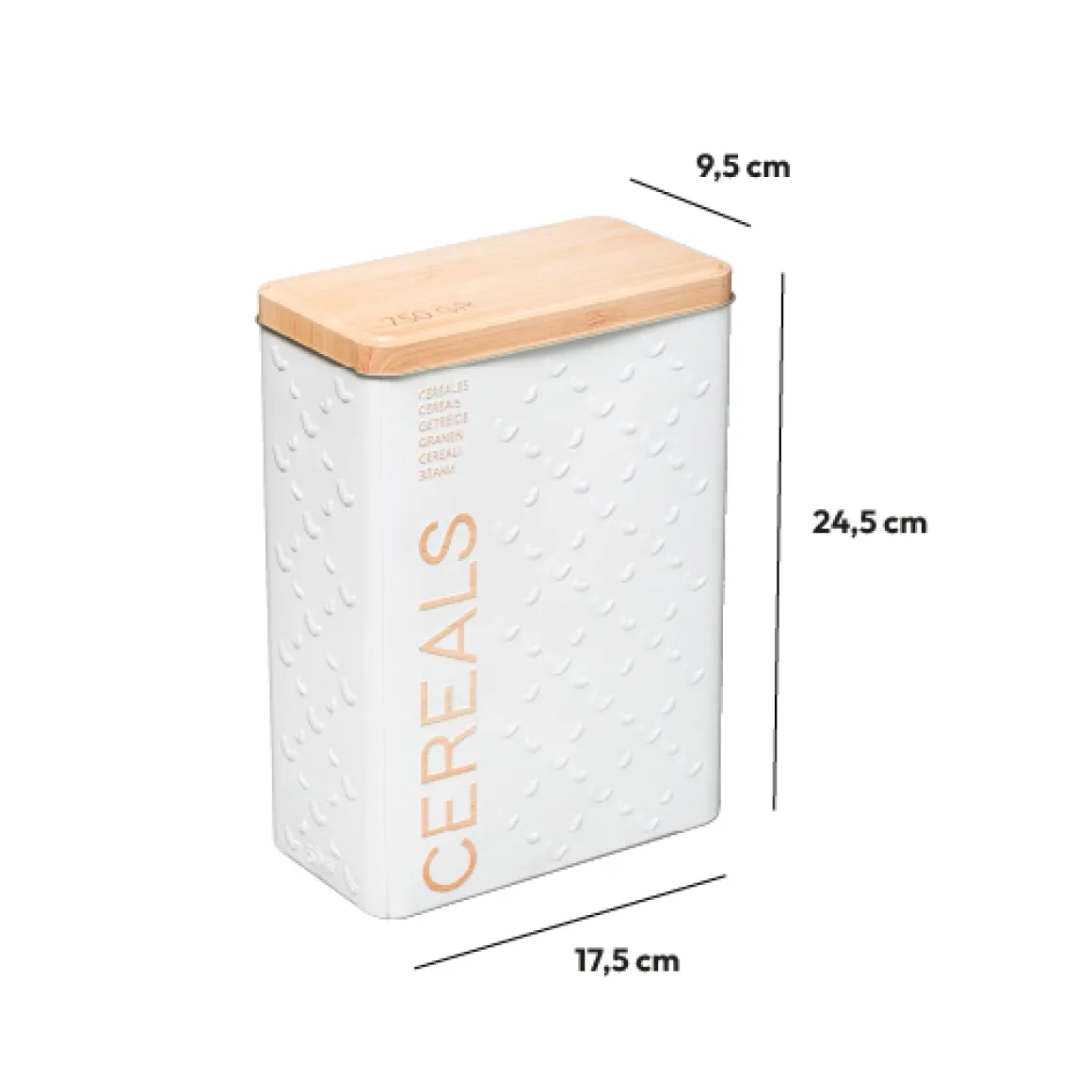 Boîte à céréales 750g métal, Blanc