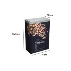 Boîte à céréales 750g métal, Noir