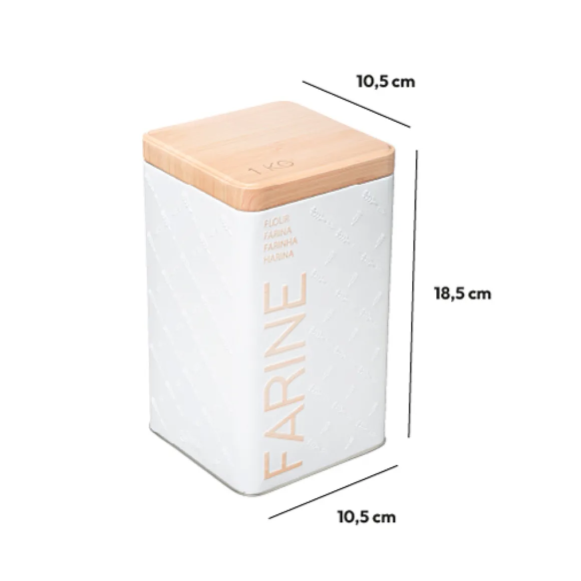 Boîte à farine 1kg métal, Blanc