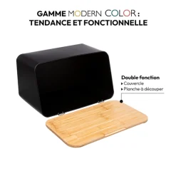 Boîte à pain et planche 37cm, Noir