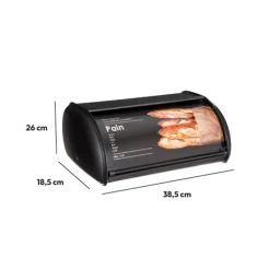Boîte à pain métal 37,5cm - Noir
