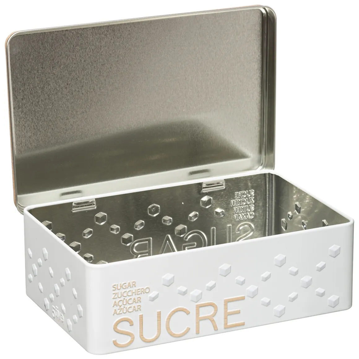 Boîte à sucre morceaux métal, Blanc