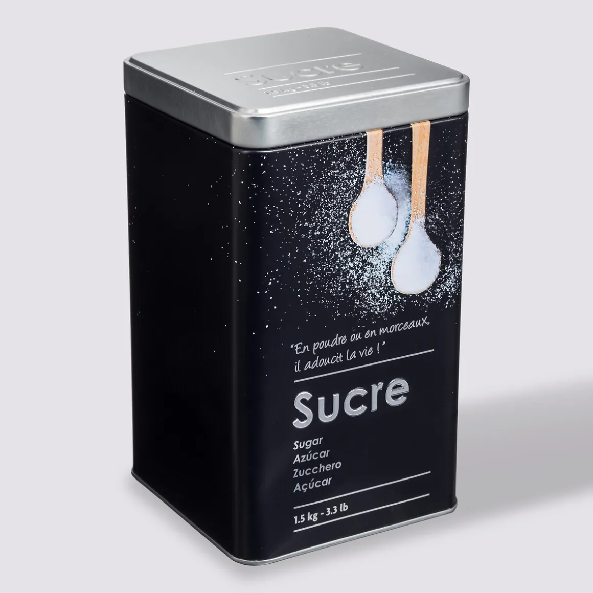 Boîte à sucre poudre métal, Noir