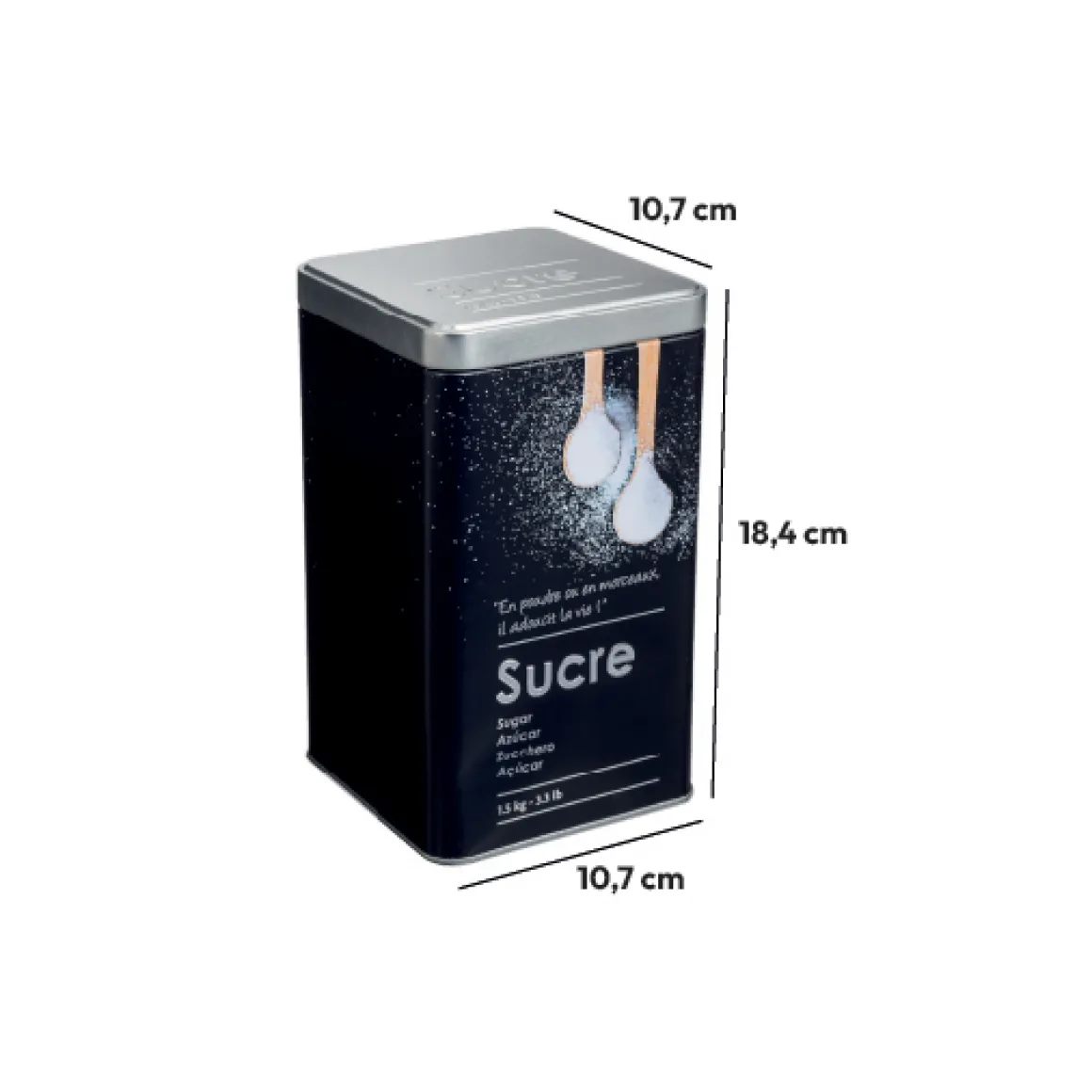 Boîte à sucre poudre métal, Noir