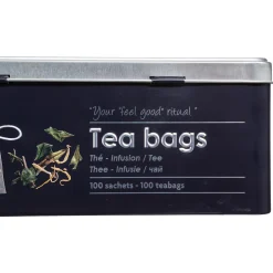 Boîte à thé 100 sachets métal, Noir