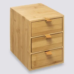 Boîte 3 tiroirs, lanières cuir
