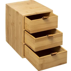 Boîte 3 tiroirs, lanières cuir