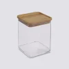 Boîte de conservation carrée couvercle bambou, 1L