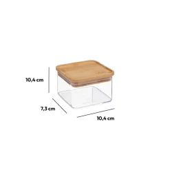 Boîte de conservation carrée couvercle bambou, 0,5L