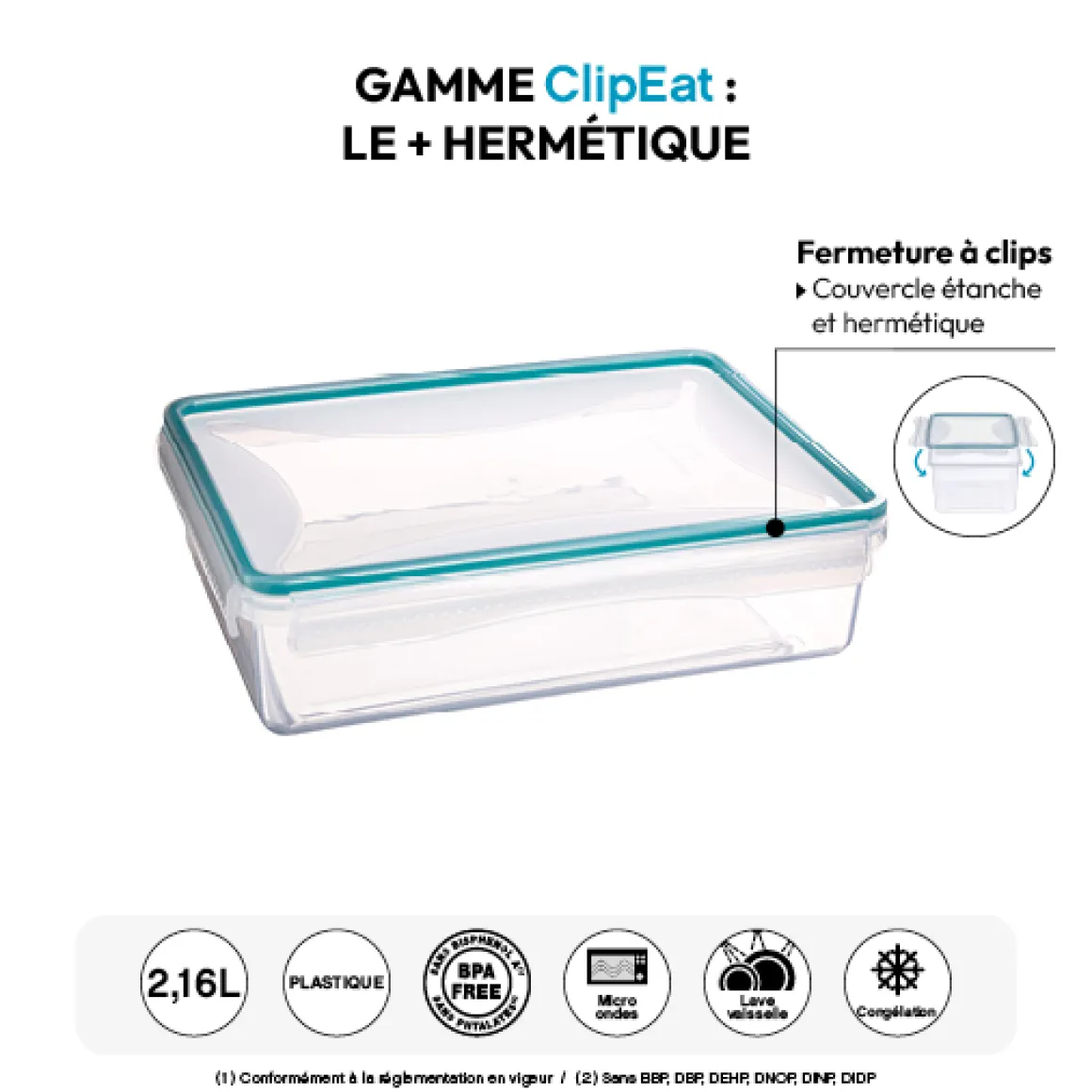 Boîte de conservation plastique 2,16L