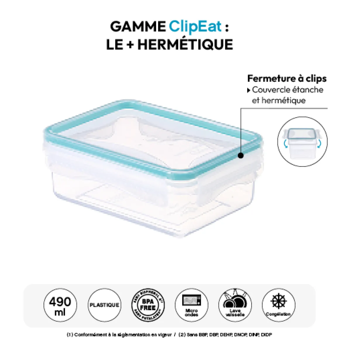 Boîte de conservation plastique 0,49L
