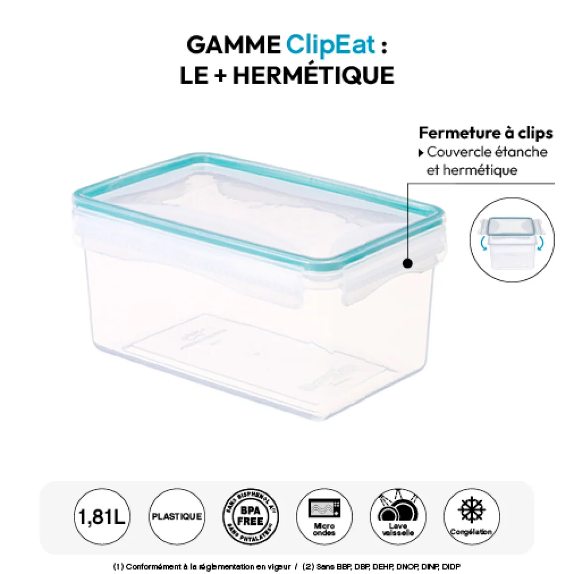 Boîte de conservation plastique 1,81L