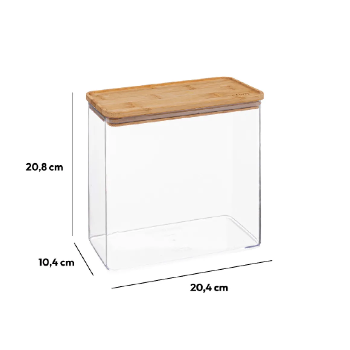 Boîte de conservation rect couvercle bambou, 3L