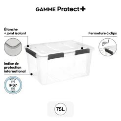 Boîte en plastique à clip 75L