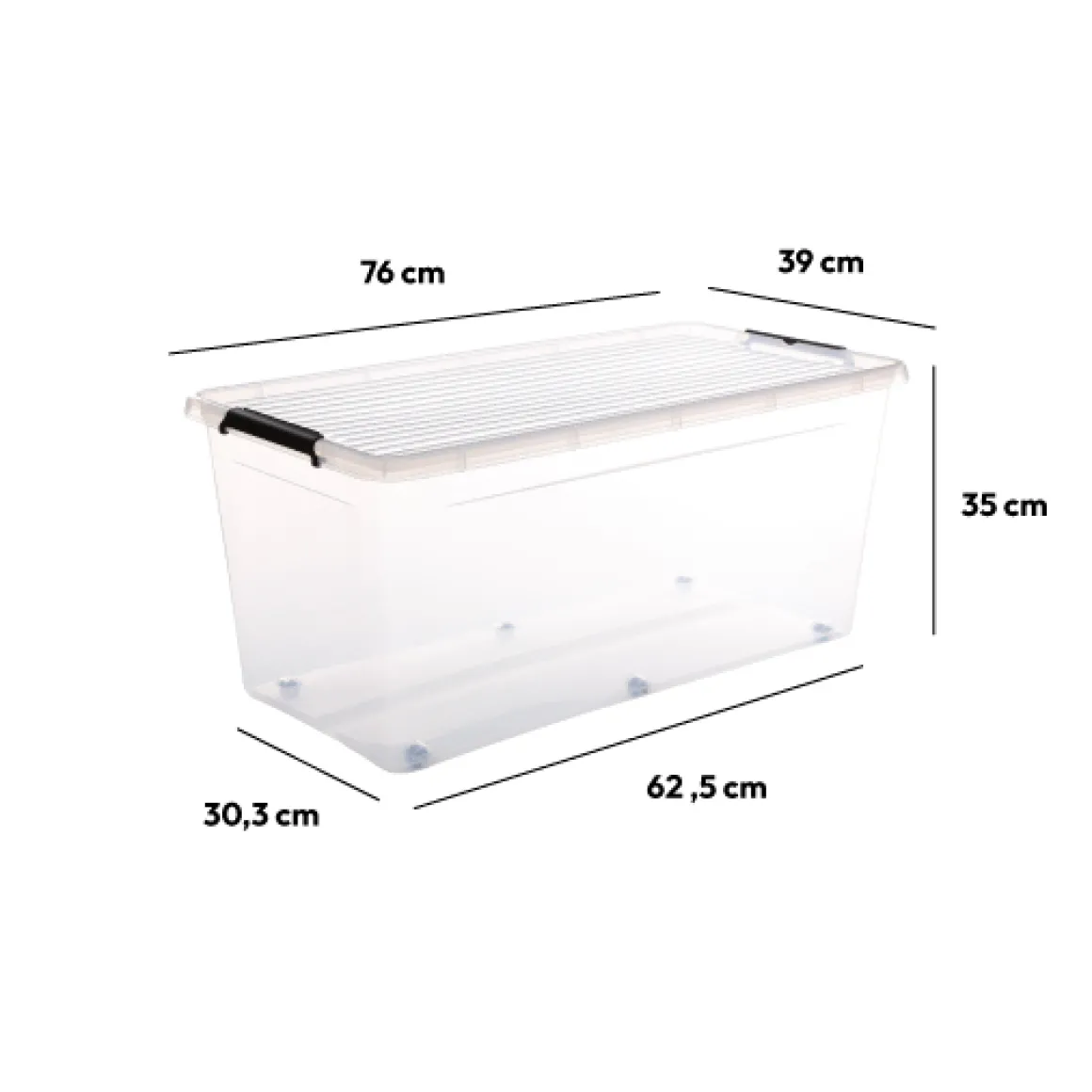 Boîte en plastique transparente 75L