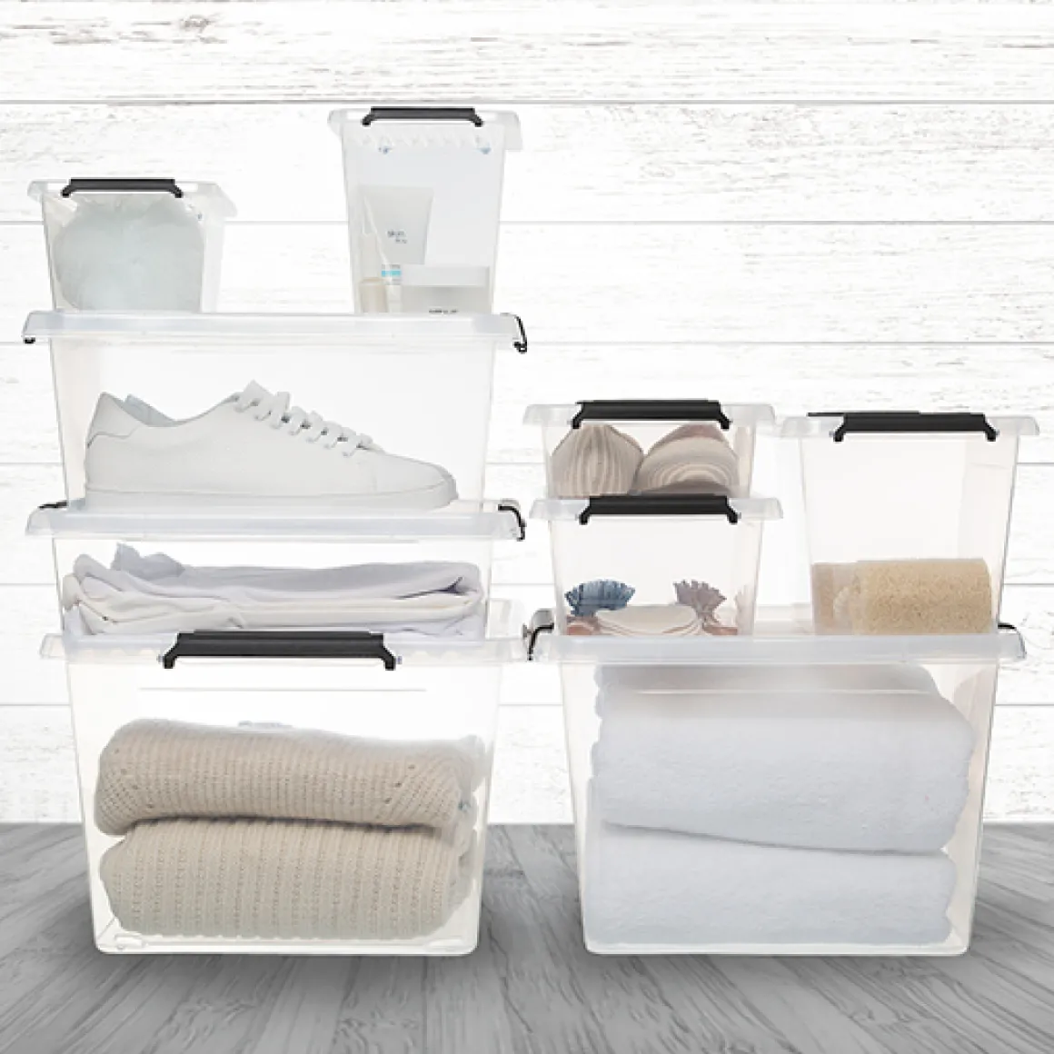 Boîte en plastique transparente 75L