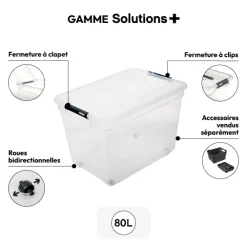 Boîte en plastique transparente 80L
