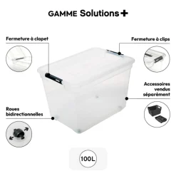 Boîte en plastique transparente 100L