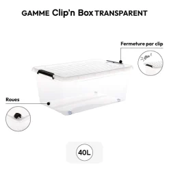 Boîte en plastique transparente 40L