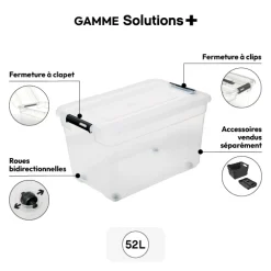 Boîte en plastique transparente 52L