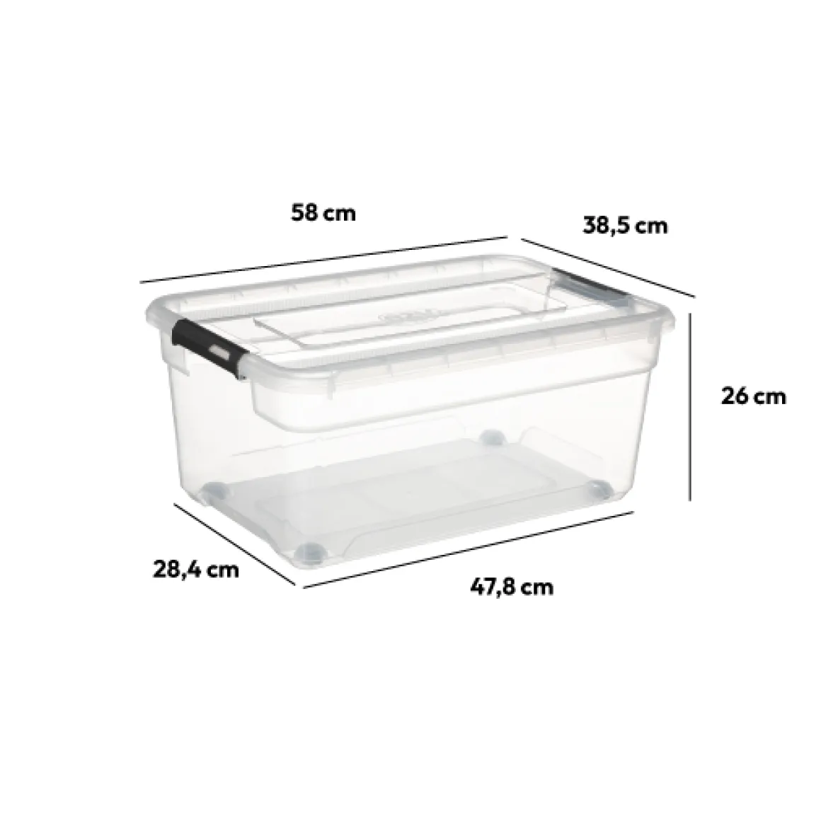 Boîte en plastique transparente 40L