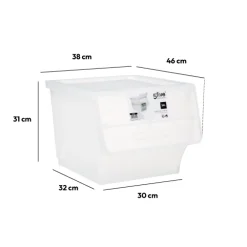 Boîte en plastique transparente à ouverture frontale 34L