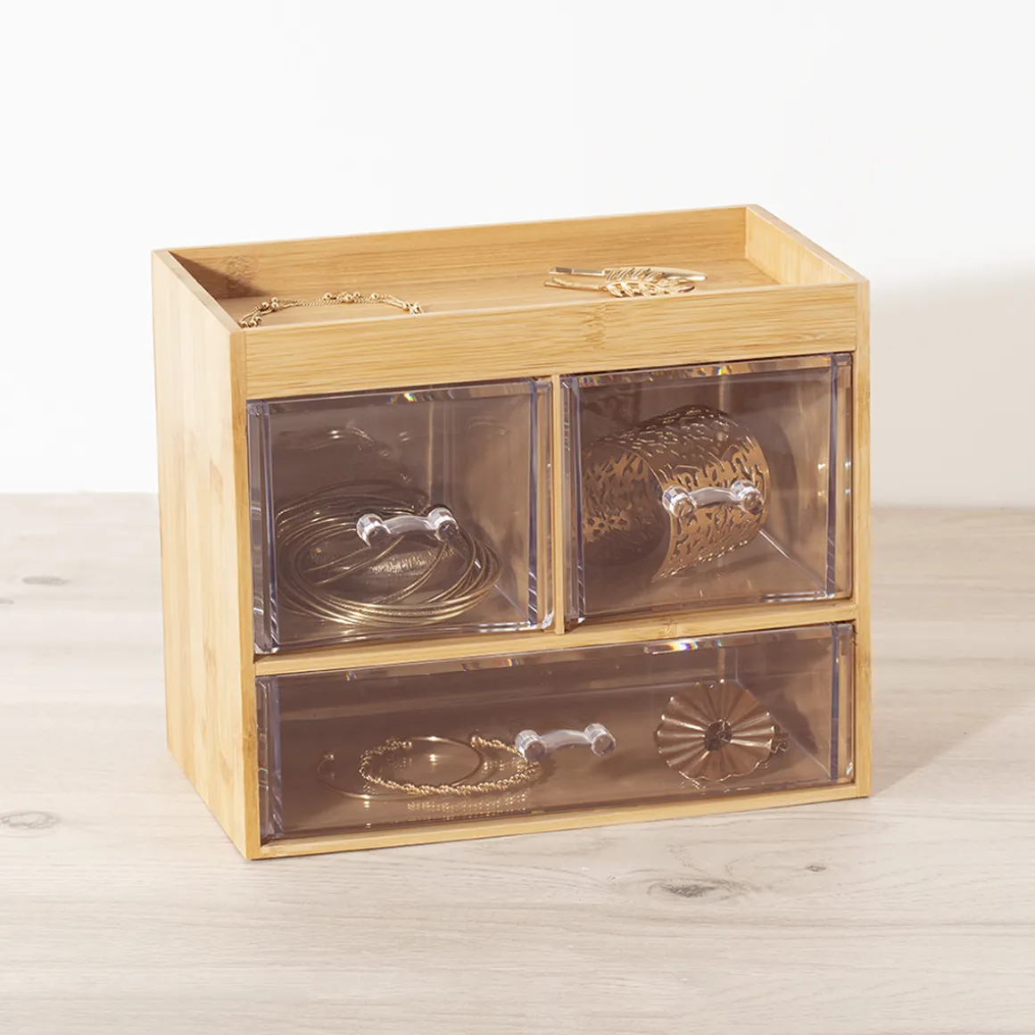 Boîte organiseur 3 tiroirs transparents