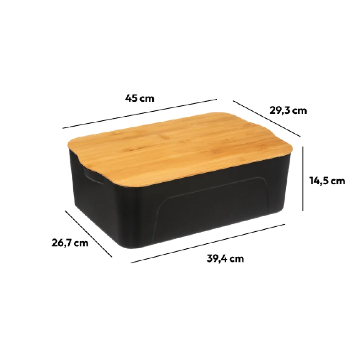 Boîte plastique couvercle bambou 13,5L