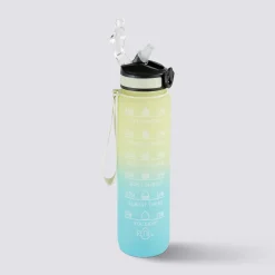 Bouteille avec paille en silicone intégrée - 1L