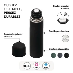 Bouteille isotherme couvercle tasse, 1L