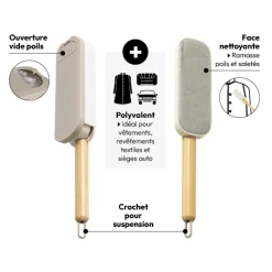 Brosse à textile, manche en bambou - Gris