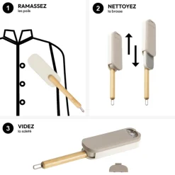 Brosse à textile, manche en bambou - Gris