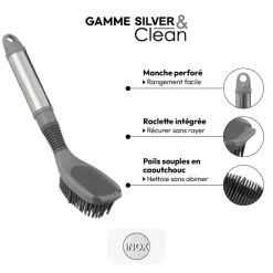 Brosse vaisselle en caoutchou, Gris