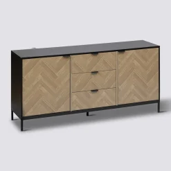 Buffet 2 portes 3 tiroirs, Effet pin naturel