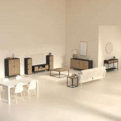 Buffet 2 portes 3 tiroirs, Effet pin naturel