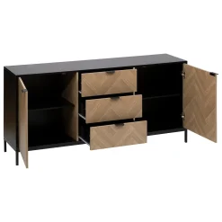 Buffet 2 portes 3 tiroirs, Effet pin naturel