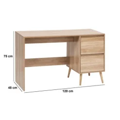 Bureau 2 tiroirs, Beige