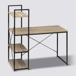 Bureau avec étagères, Effet chêne naturel