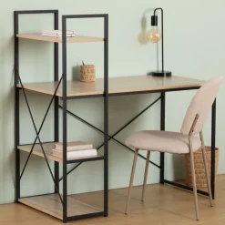 Bureau avec étagères, Effet chêne naturel