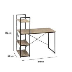 Bureau avec étagères, Effet chêne naturel
