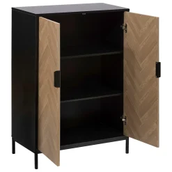 Cabinet 2 portes, Effet pin naturel et noir