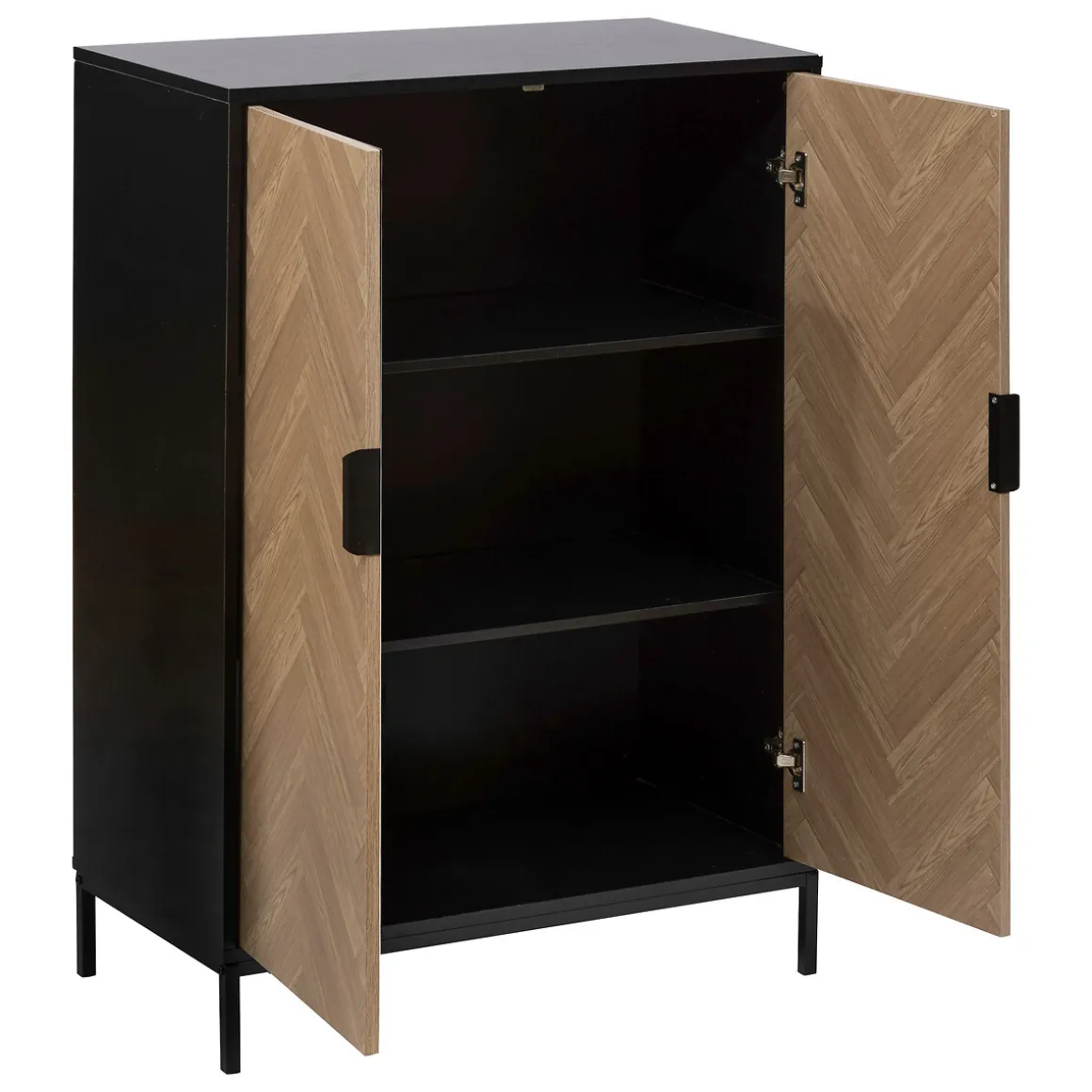Cabinet 2 portes, Effet pin naturel et noir