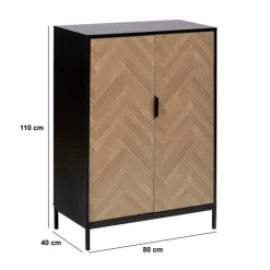 Cabinet 2 portes, Effet pin naturel et noir
